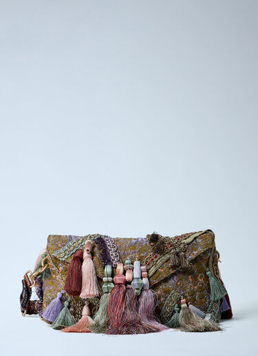 Ornate Tassel Clutch Bag Dries Van Noten Ornate Tassel Clutch Bag Khaki dvn0262036