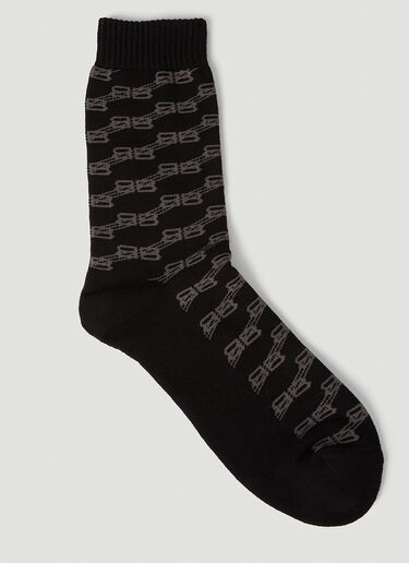 BB Monogram Socks Balenciaga BB Monogram Socks Black bal0151050