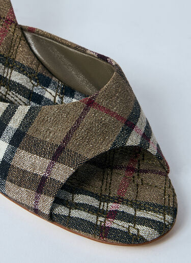 Burberry Check Heeled Mules Grey bur0259016
