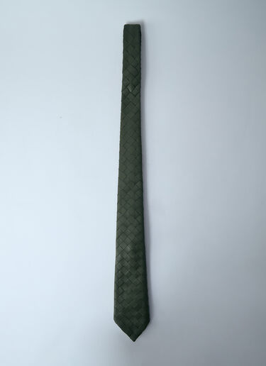 Bottega Veneta Braided Leather Tie Green bov0159023