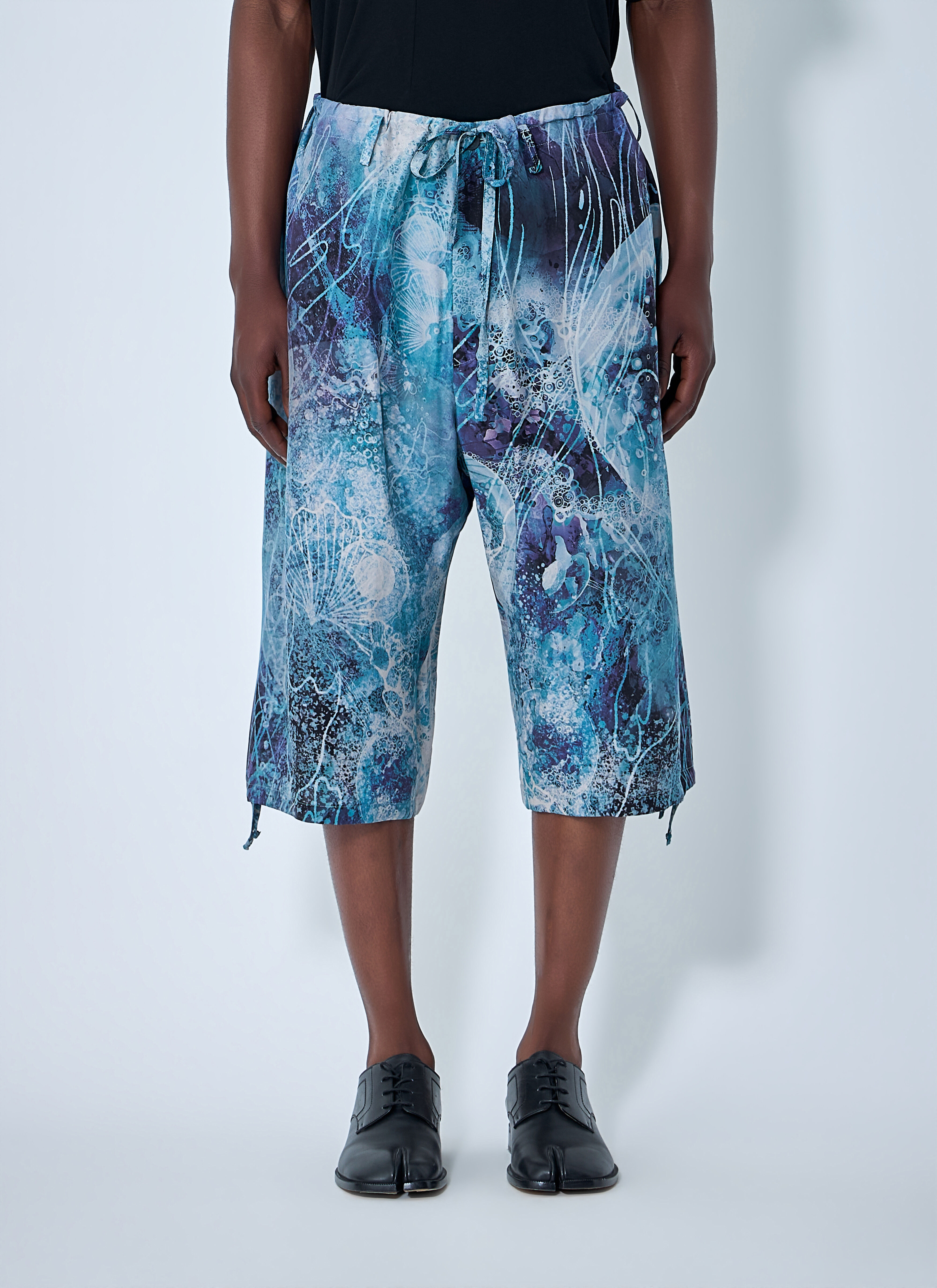 パンツ YOHJI YAMAMOTO POUR HOMME SHORT PANTS Yohji Yamamoto Men's' Drawstring Cropped Shorts in Blue | LN-CC®