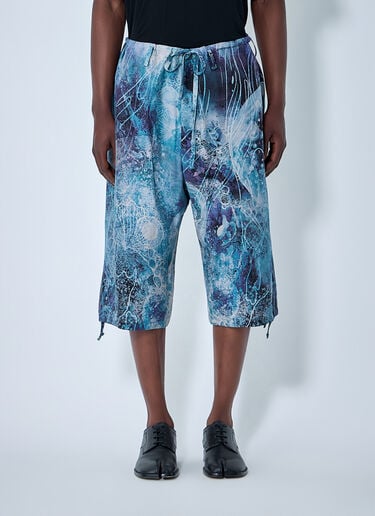 Yohji Yamamoto Drawstring Cropped Shorts Blue yoy0164014