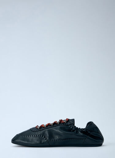 LN-CC® - Prada: Collapse Antiqued Nappa Leather Sneakers - Black Prada Collapse Antiqued Nappa Leather Sneakers Black pra0166220