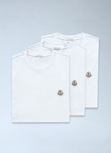 Moncler Set Of Three Logo Motif T-Shirts White mon0163037