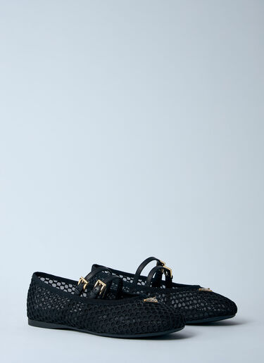 Prada Mesh Ballerina Flats Black pra0260003
