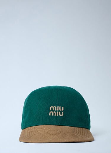 Miu Miu Logo Motif Baseball Cap Green miu0164017