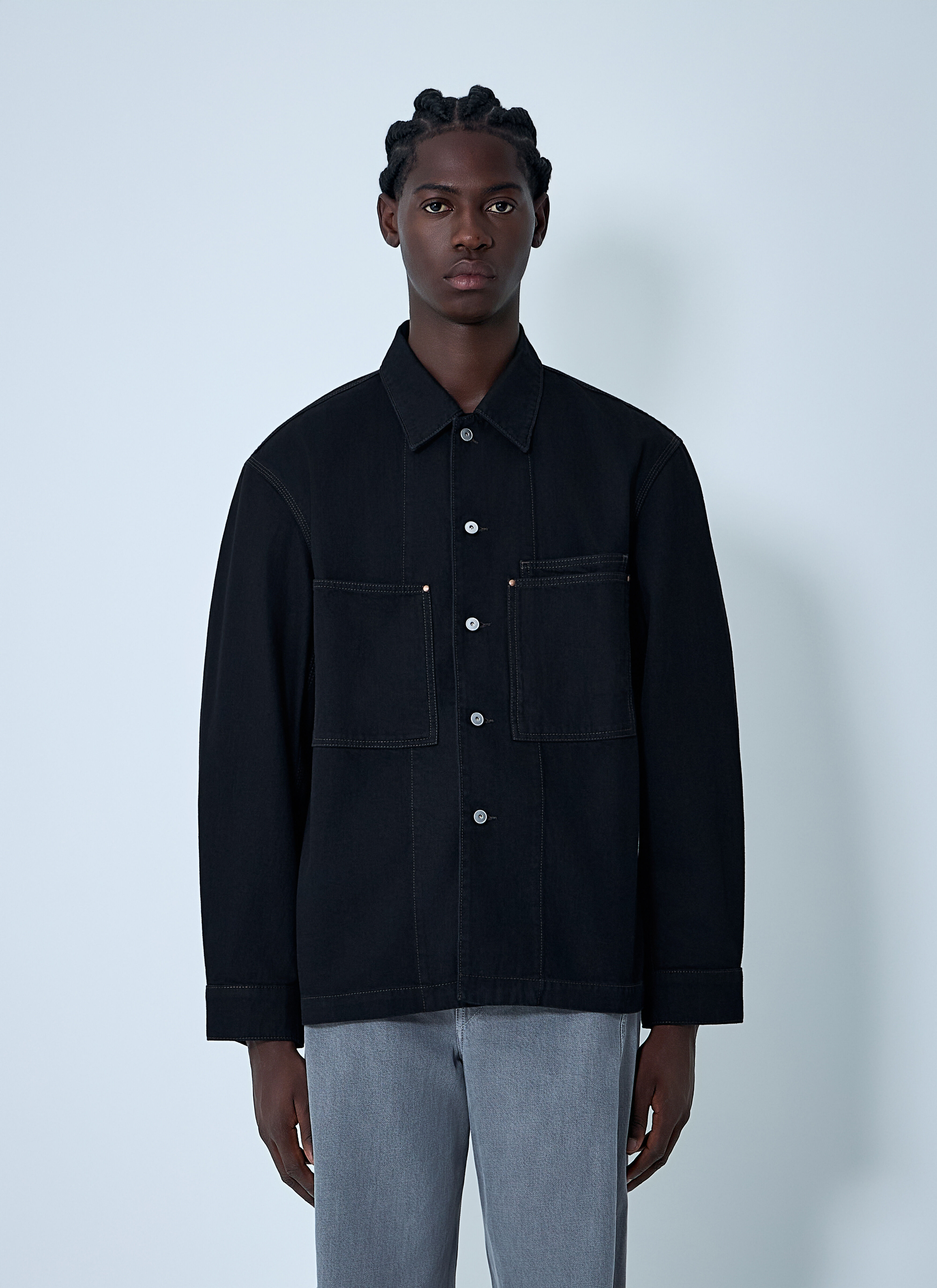 Lemaire Men's' Workwear Overshirt in Black | LN-CC®