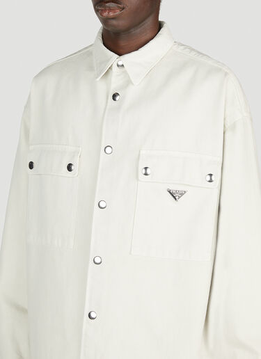 Camicie Logo Plaque Shirt Prada Camicie Logo Plaque Shirt Beige pra0153012