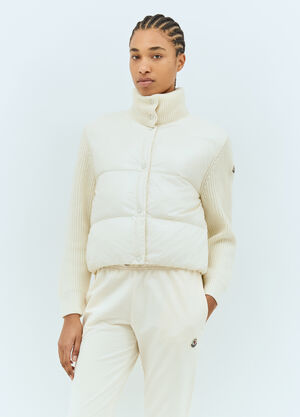 Moncler Zip-Up Padded Cardigan Cream mon0259034