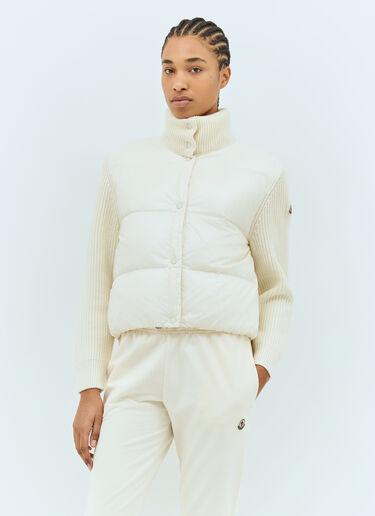 Moncler Zip-Up Padded Cardigan Cream mon0259034