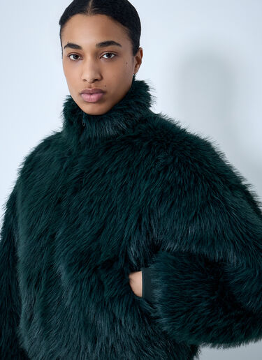 Balenciaga Faux Fur Bomber Jacket Green bal0263009