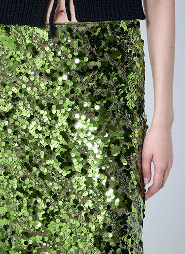 GANNI Sequin Embellished Maxi Skirt Green gan0260003