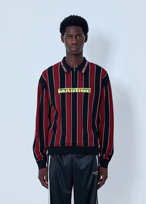Martine Rose Striped Polo Sweatshirt Red mtr0164017