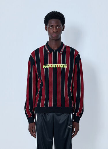 Martine Rose Striped Polo Sweatshirt Red mtr0164017
