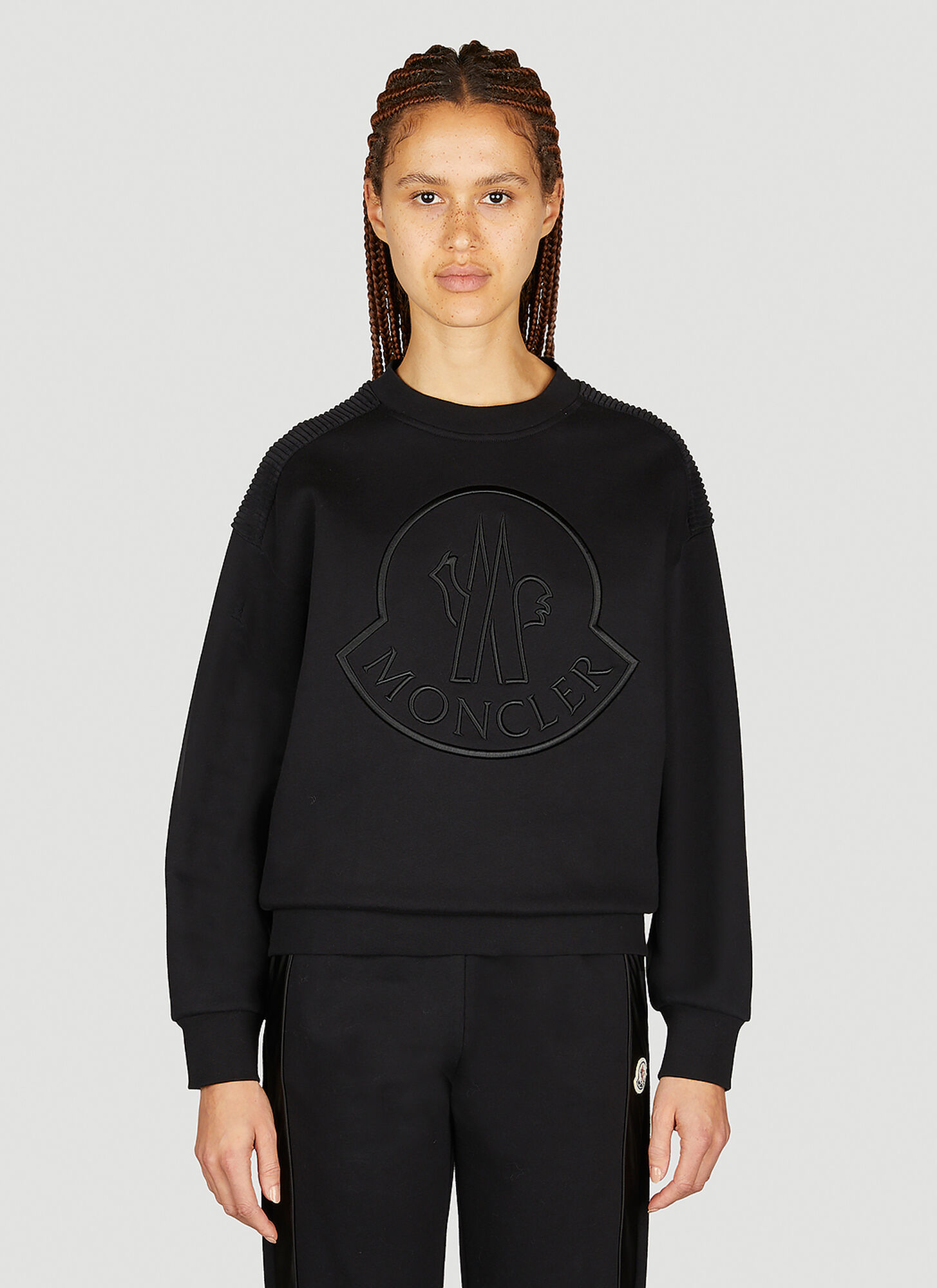Shop Moncler Embossed Logo Sweatshirt In Black