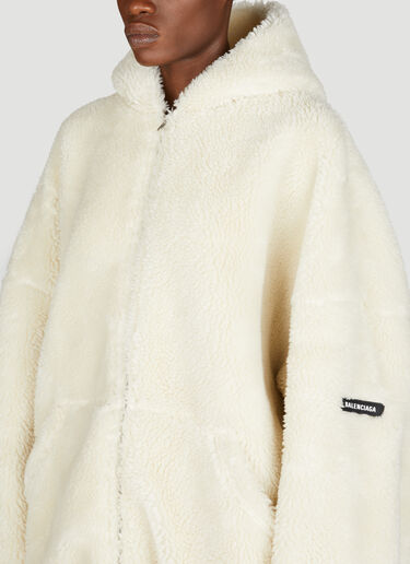 Balenciaga Outerwear Zip-Up Hooded Sweatshirt Beige bal0255023