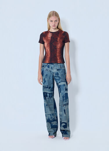 Jean Paul Gaultier Cotton Ribbed Python Print T-shirt Brown jpg0264002