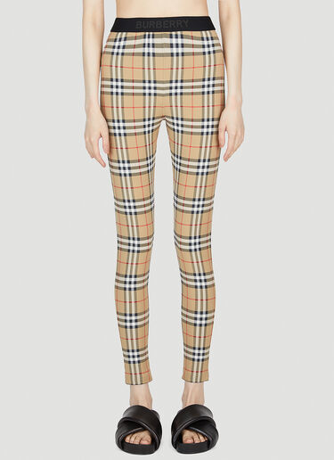 Burberry Check Leggings Beige bur0252067