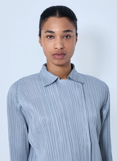 Pleats Please Issey Miyake Structured Pleat Long Sleeve Shirt Grey plp0264009