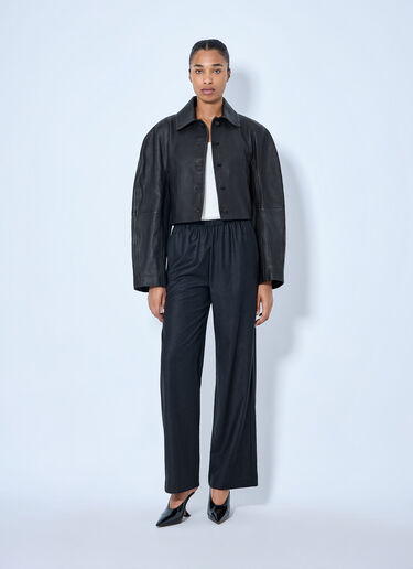 LN-CC® - RÓHE: Rounded Grain Leather Cropped Jacket - Black RÓHE Rounded Grain Leather Cropped Jacket Black roe0265005