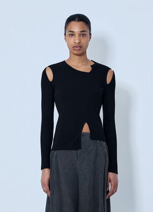 LIMI Feu Asymmetric Long Sleeve Tee Black lmf0264011