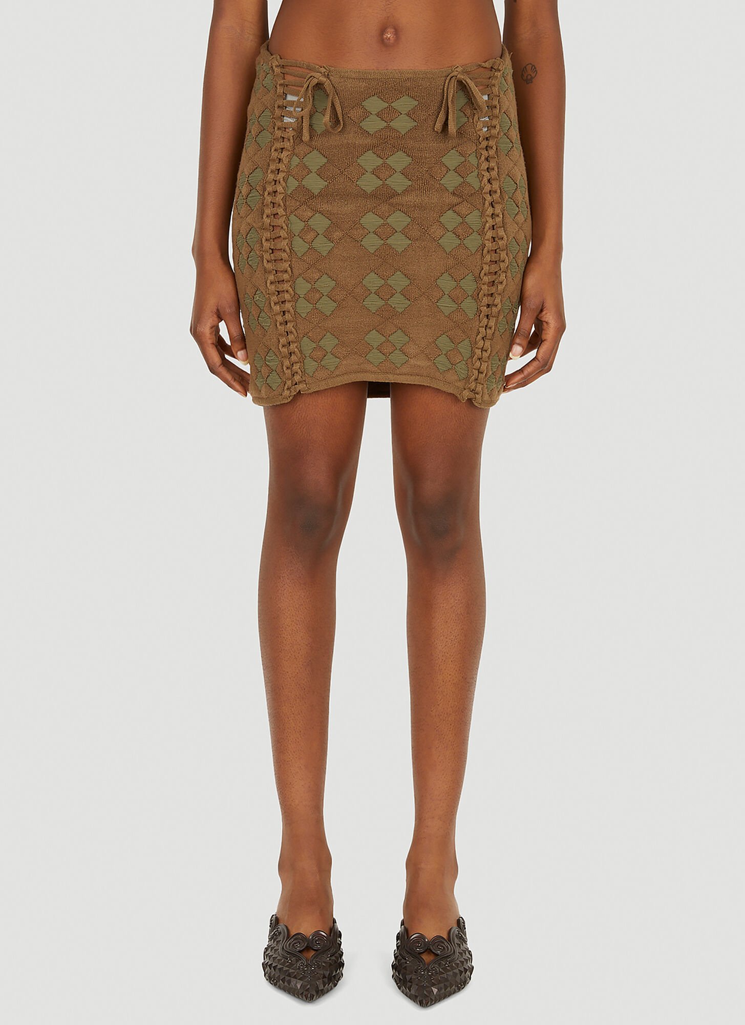 Isa Boulder Expandable Quilted Tube Skirt In Khaki