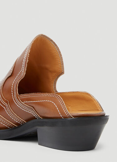 GANNI Embroidered Western Mules Brown gan0253025