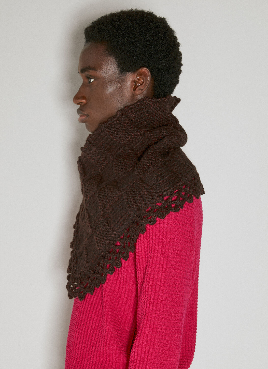 Kiko Kostadinov Aspasia Crochet Scarf In Brown | ModeSens 