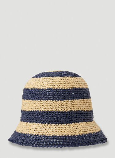 Miu Miu Logo Embroidered Crochet Bucket Hat Blue miu0252052