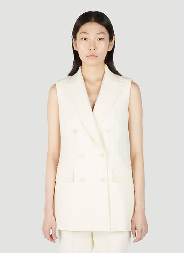 Max Mara Pallida Double Breasted Sleeveless Blazer White max0251011