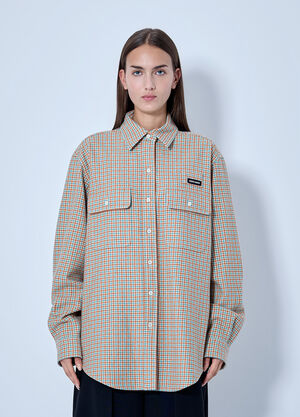 Miu Miu Checked Cotton Shirt Orange miu0266008