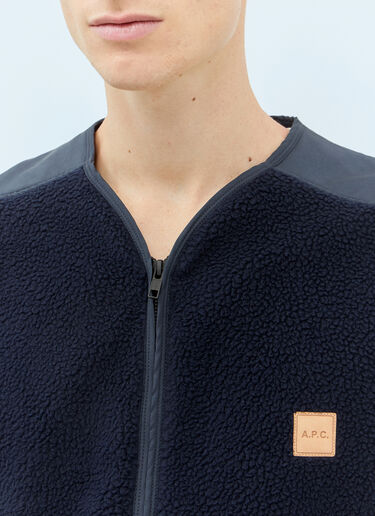 Nate Logo-Applique Shell-Trimmed Fleece Gilet A.P.C. Nate Logo-Applique Shell-Trimmed Fleece Gilet Blue apc0157013