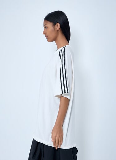 Y-3 Striped Shoulder Cotton T-Shirt White yyy0364029
