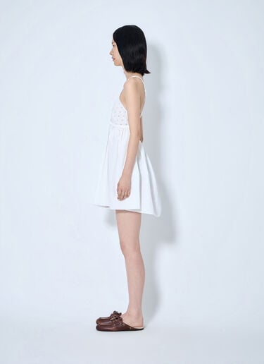 LN-CC® - Miu Miu: Slubbed Poplin and Eyelet Lace Mini Dress - White Miu Miu Slubbed Poplin and Eyelet Lace Mini Dress White miu0265001