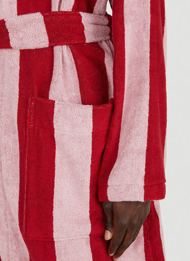 TEKLA Block Stripe Hooded Bath Robe Red tek0349035