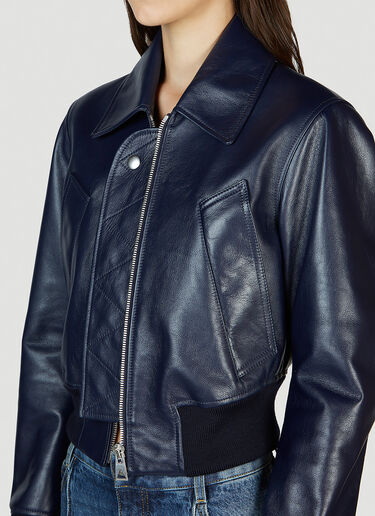 Bottega Veneta Zip Leather Jacket Blue bov0251098