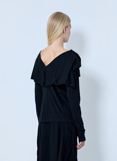 Yohji Yamamoto Supima Single Jersey Big Collar Top Black yoy0264009
