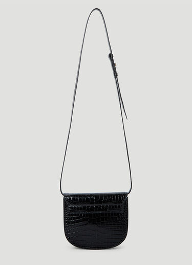 Saint Laurent Kaia Croc-Embossed Small Shoulder Bag Black sla0245063