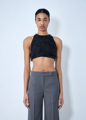 Max Mara Suede Halter Crop Top Black max0264309
