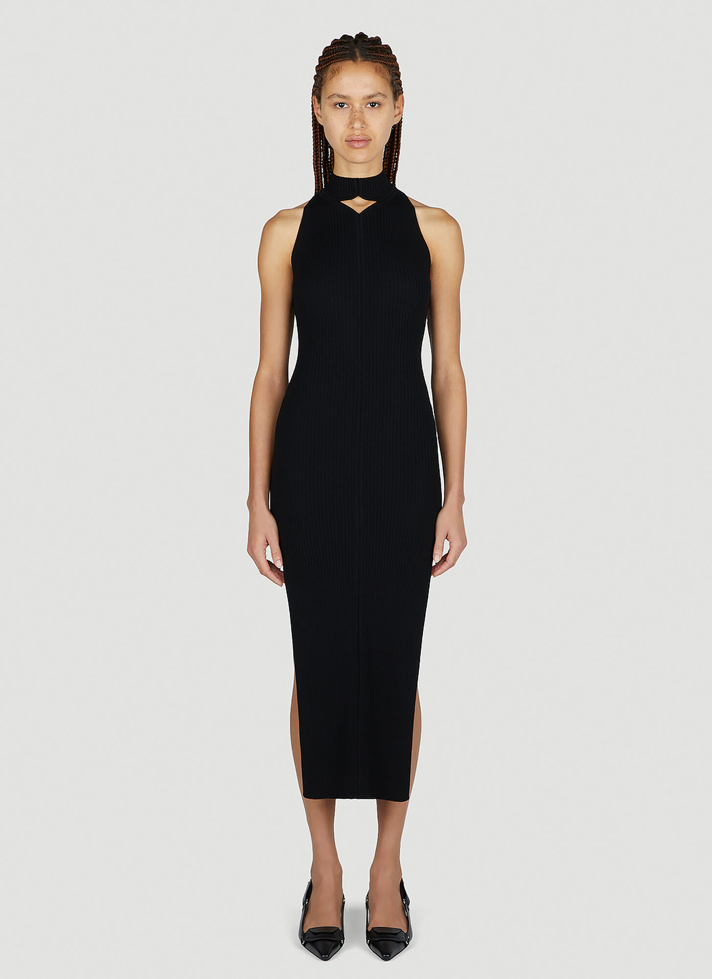 Courrèges Diamond Knit Dress In Black