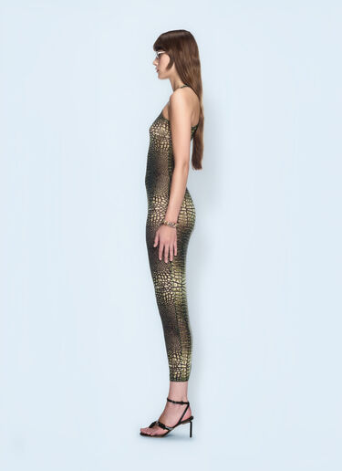 Off-White Crocodile Mesh Racer Dress Green ofw0260042