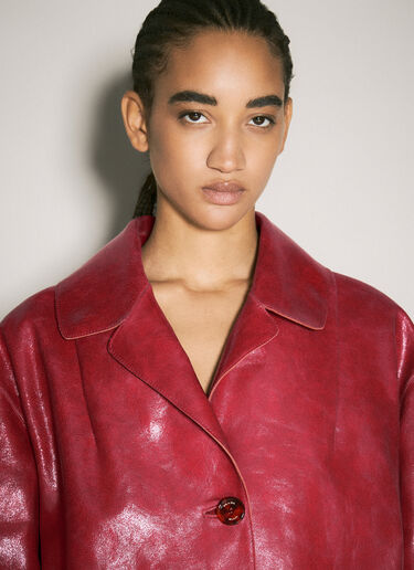 Prada Crackle Suede Coat Red pra0258011