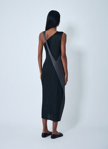 Contrast Panel Pleated Midi Dress Pleats Please Issey Miyake Contrast Panel Pleated Midi Dress Black plp0262012