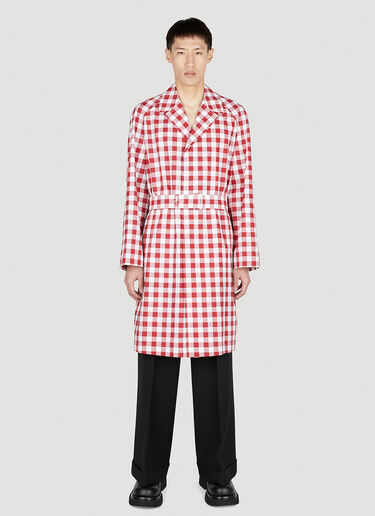 Prada チェックトレンチコート レッド pra0152003