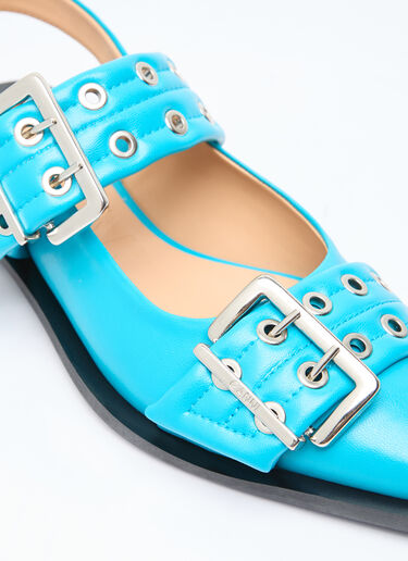 GANNI Feminine Buckle Ballerina Flats Blue gan0255088