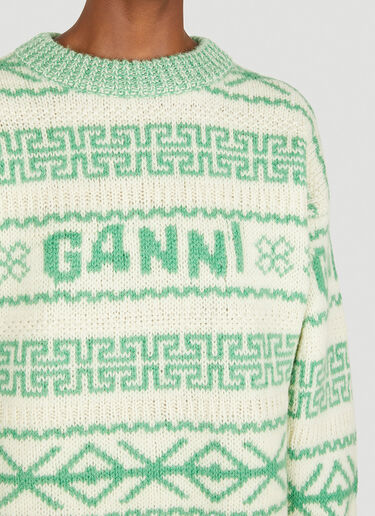 GANNI Graphic Logo Sweater Green gan0251015