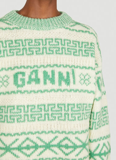 GANNI 그래픽 로고 스웨터 그린 gan0251015