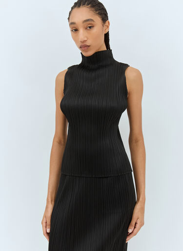 Pleats Please Issey Miyake High Neck Top Black plp0258021
