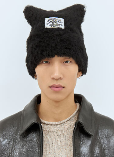 Acne Studios Fluffy Square Beanie Hat Black acn0158027