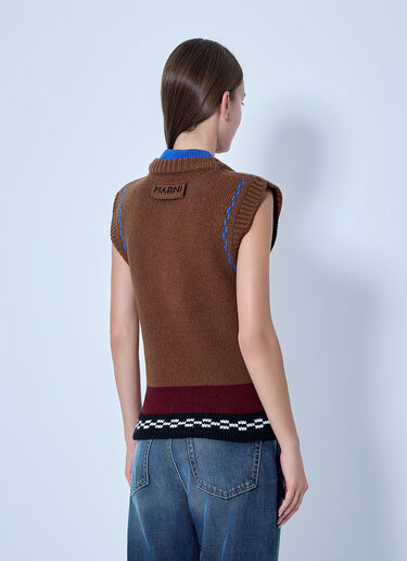 LN-CC® - Marni: Geometric Knit Sleeveless Vest - Brown Marni Geometric Knit Sleeveless Vest Brown mni0265003